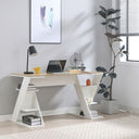 Office Desk Wooden PC Table with Large Shelf 6 Shelves, Modern Design for Home - 137x60x75 cm White and Oak