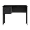Scrivania pc computer tavolo con 2 cassetti e ripiano nero
