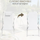 Set 2 Sedia Sdraio Pieghevole Prendisole con Schienale Regolabile e Cuscino Struttura Alluminio
