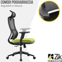 Sedia da ufficio ergonomica poltrona girevole con supporto lombare poggiabraccia e poggiatesta