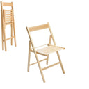 Set 4 Sedia Giardino in Legno Pieghevole Salvaspazio per Balcone o Terrazza Beige