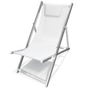 Set 2 Sedia Sdraio Pieghevole Prendisole con Cuscino per Giardino Veranda Terrazza Bianco