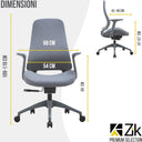 Sedia ufficio poltrona ergonomica girevole con supporto lombare e braccioli da scrivania altezza regolabile