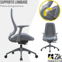 Sedia ufficio poltrona ergonomica girevole con supporto lombare e braccioli seduta imbottita