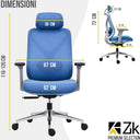 Sedia da Ufficio Ergonomica Girevole con Braccioli e Poggiatesta