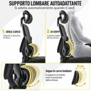 Sedia da Ufficio Ergonomica con Braccioli Pieghevoli, Poggiatesta e Supporto Lombare