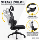 Sedia da Ufficio Ergonomica con Braccioli Pieghevoli, Poggiatesta e Supporto Lombare