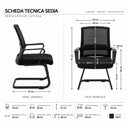 Sedia Sala D'Attesa da Ufficio Set x2 Poltrona Visitatore con Braccioli e Supporto Lombare