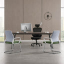 Set 2 sedie sala d'attesa ufficio poltrona visitatore riunioni conferenze con braccioli tessuto imbottito