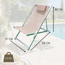 Set 2 Sedia Sdraio Pieghevole Cuscino Rimovibile, Schienale Regolabile