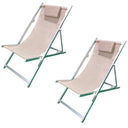 Set 2 Sedia Sdraio Prendisole Pieghevole con Schienale Regolabile e Cuscino Rimovibile