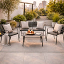 Salotto da giardino set divano 2 posti poltrone con braccioli impilabili e tavolino