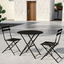 Folding Table and Chair Set for Balcony, Bar and Terrace, Dining Furniture for Outdoor Garden - Black