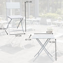 Set Tavolo e Sedie Pieghevoli Bistro da Esterno in Metallo Bianco