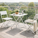 Set Tavolo e Sedie Pieghevoli Bistro da Esterno in Metallo Bianco