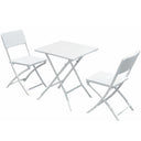 Set Tavolo e Sedie Pieghevoli Bistro da Esterno in Metallo Bianco