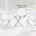 Set Tavolo e Sedie Pieghevoli Bistro da Esterno in Metallo Bianco