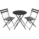 Folding Table and Chair Set for Balcony, Bar and Terrace, Dining Furniture for Outdoor Garden - Black