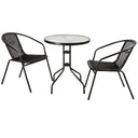 Set Tavolo e Sedie da Esterno Design Bistrot, Metallo e Polyrattan