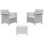 2 Seater Rattan Outdoor Garden Table and Chair Set - White