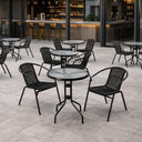 Set tavolo e sedie da giardino esterno mobili contract in metallo e polyrattan