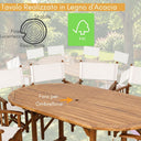 Set Tavolo e Sedie da Giardino da Pranzo 6 Posti in Legno Sedie Regista Pieghevoli con Braccioli Tavolo Allungabile Mobili Esterno