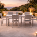 Set mobili da giardino tavolo e sedie con braccioli per terrazza patio veranda