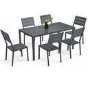 Set Tavolo e Sedie da Pranzo per Giardino Esterno 6 Posti Nero