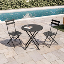 Folding Table and Chair Set for Balcony, Bar and Terrace, Dining Furniture for Outdoor Garden - Black