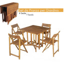 Set da Pranzo Tavolo Sedie Pieghevoli Giardino 4 Posti Legno d’Acacia