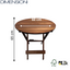 Folding Wooden Outdoor Garden Table, Oval Dining Table - 60x65h cm Brown