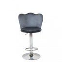 Sgabello regolabile in velluto grigio con base cromata3