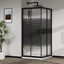 2-sided corner shower enclosure 70x90cm black, 6mm silk-screened sliding glass