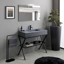 Mobile Bagno A Terra 100Cm Con Specchio E Lavabo Grigio | Madeira