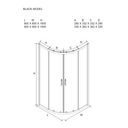 Box Doccia Nero Opaco Semicircolare Cm 90 Cristallo Trasparente | Cielo