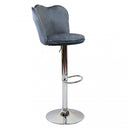 Sgabello regolabile in velluto grigio con base cromata8