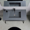 Mobile Bagno A Terra 100Cm Con Specchio E Lavabo Grigio | Madeira