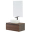 Mobile Bagno Sospeso con Lavabo da Appoggio e Specchio 1 Cassetto Salvaspazio in Legno  80 cm - Noce Canaletto