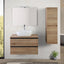 Wall-hung Bathroom Cabinet with Countertop Sink and Mirror 2 Space-saving Wooden Drawers 80 cm – Bordeaux Oak