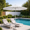 Ombrellone da giardino esterno 300 cm palo centrale inclinabile telo poliestere bianco