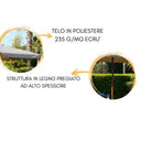 Ombrellone da giardino palo centrale legno telo poliestere 235 g/m2 ecru design outdoor per piscina veranda o terrazza