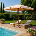 Ombrellone da giardino palo centrale legno telo poliestere 235 g/m2 ecru per piscina terrazza patio 2x3 3x3 3x4