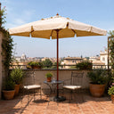 Ombrellone da giardino palo centrale legno telo poliestere 235 g/m2 ecru