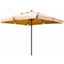 Ombrellone da giardino palo centrale legno telo poliestere 235 g/m2 ecru per piscina veranda o terrazza