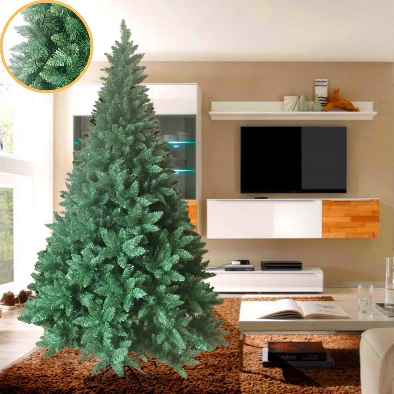 Albero Di Natale Artificiale Innevato 240 Cm - Super Folto, Base In Ferro, Montaggio A Ombrello