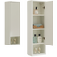 White suspended bathroom column with one door and 4 shelves, 30x20x100 cm