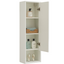 White suspended bathroom column with one door and 4 shelves, 30x20x100 cm