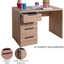 PC Office Desk with 4 Drawers, Computer Table for Home, Wooden Shelf 110x60x75 cm