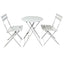 Balcony Bistro Set, Bar, Terrace with Round Table and 2 Folding Chairs White