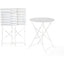 Balcony Bistro Set, Bar, Terrace with Round Table and 2 Folding Chairs White